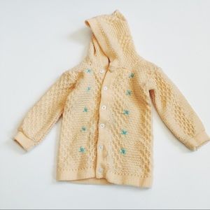 Vintage toddler girl knit hoodie sweater🍂